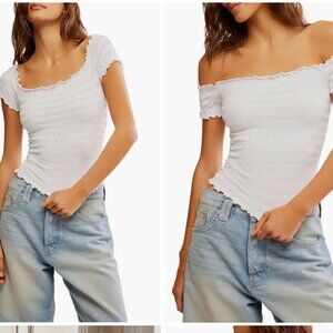 Intimately Free People Women's Pucker Up Seamless Tee, Ivory Size XS/S